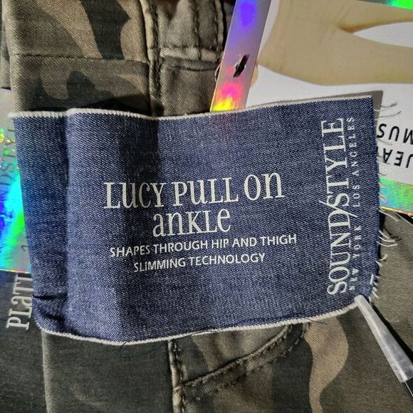 LUCY JEANS M 8-10 Sound/style PULL ON ANKLE Leggings Beau Dawson pants Camo New - Picture 2 of 11